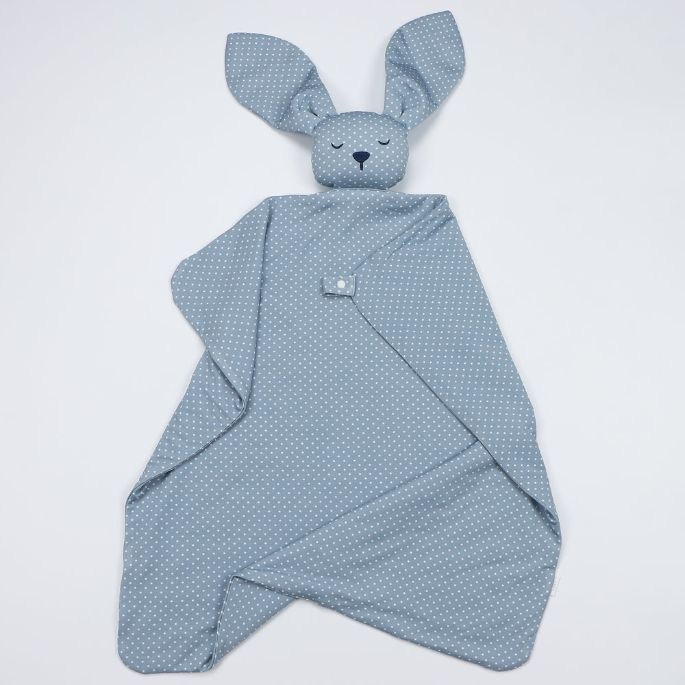 Blue Polka Dots Bunny Lovey Blanket