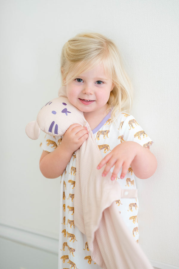 Purple & Yellow Mini-Stripe Tiger Lovey Blanket
