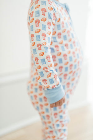 Blue & Red Football Sleep Romper