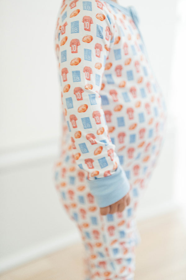 Blue & Red Football Sleep Romper