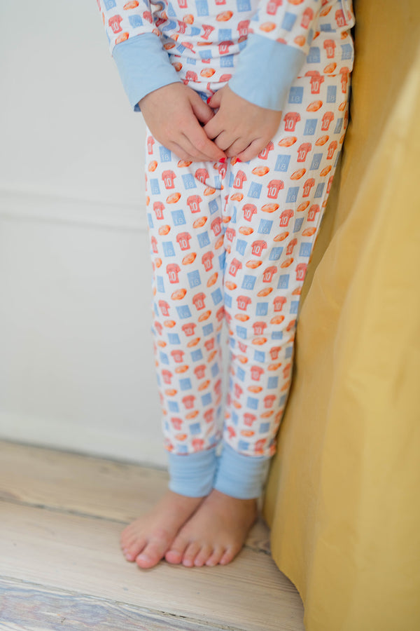 Red & Blue Football 2-Piece Pajamas