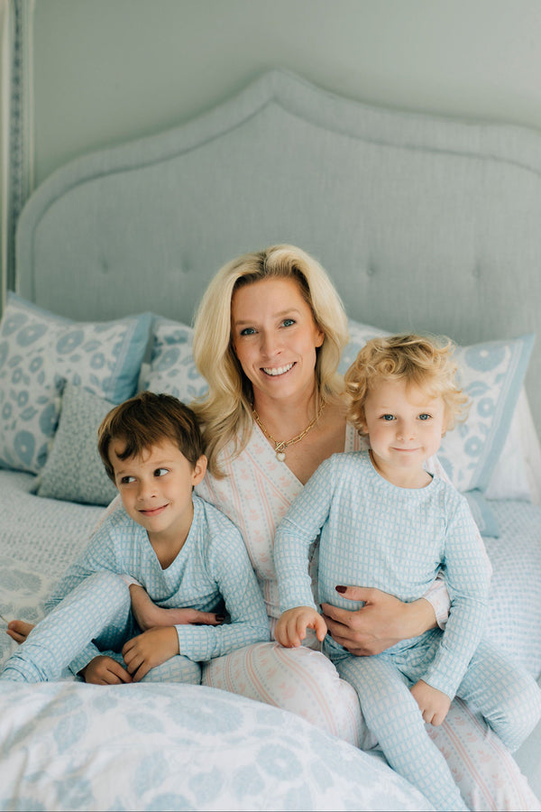 Nellie Howard Ossi X The Uptown Baby Watercolor Basket Weave Pajama Set