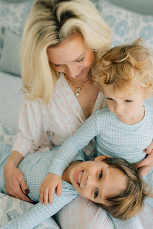 Nellie Howard Ossi X The Uptown Baby Watercolor Basket Weave Pajama Set