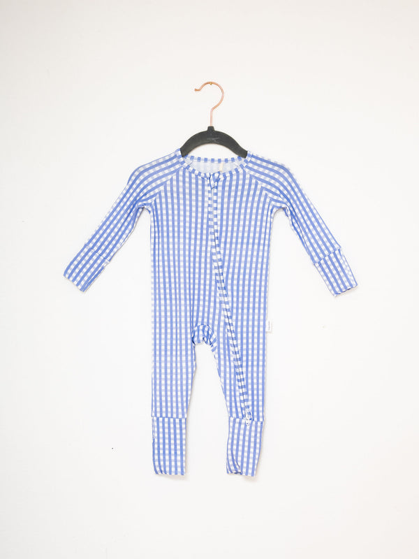 Sleep Romper - French Blue Gingham