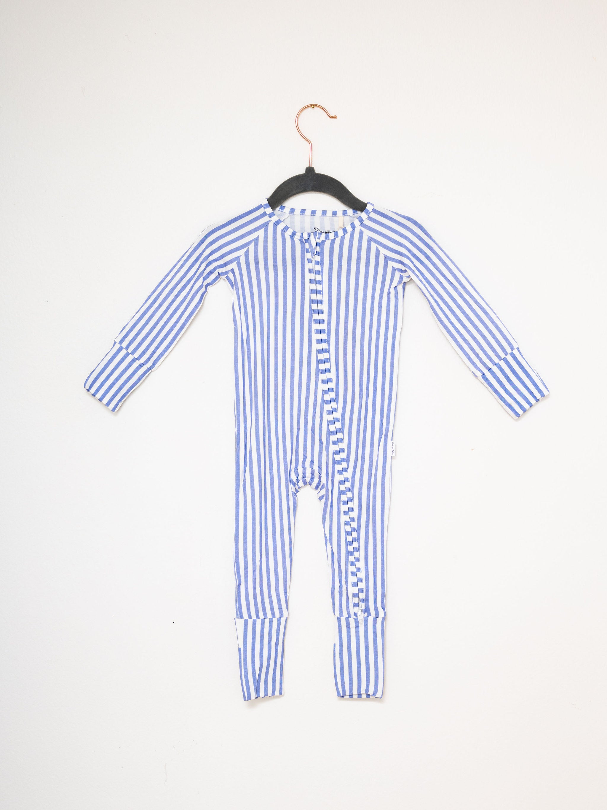 Sleep Romper - French Blue Mini Stripe