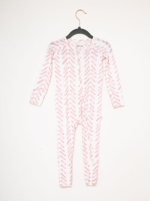 Sleep Romper - Pink Watercolor Leaf