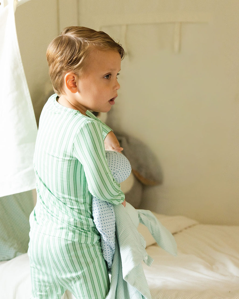 Green Ticking Stripe 2-piece Pajamas