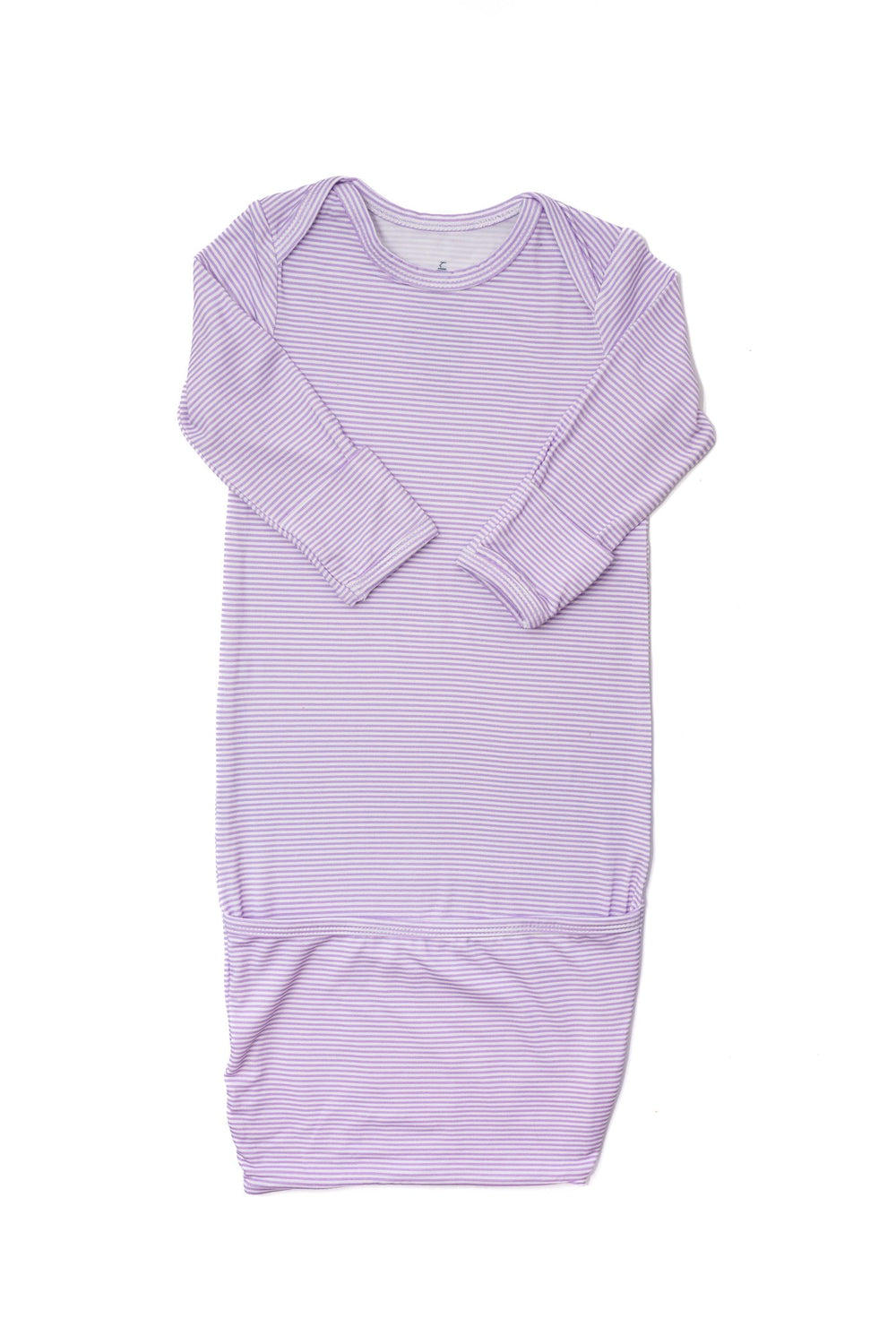 Newborn Gown - Purple Mini-Stripe