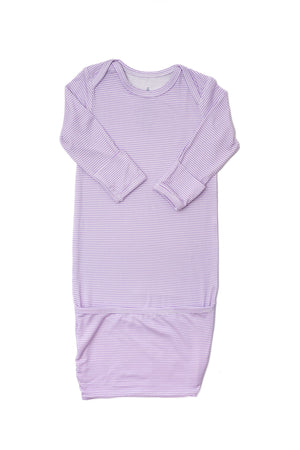 Newborn Gown - Purple Mini-Stripe