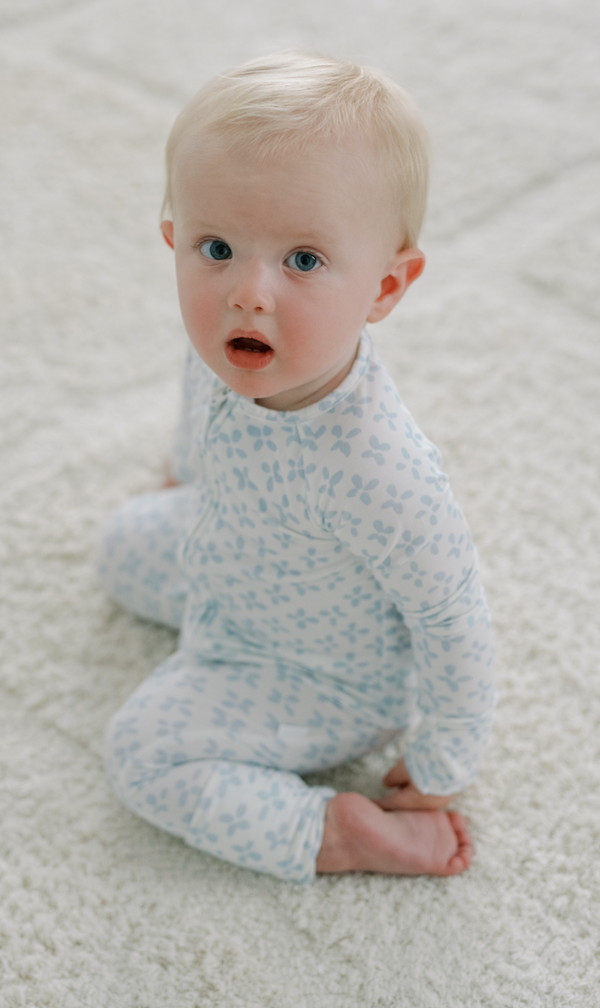 Sleep Romper - Light Blue Clover