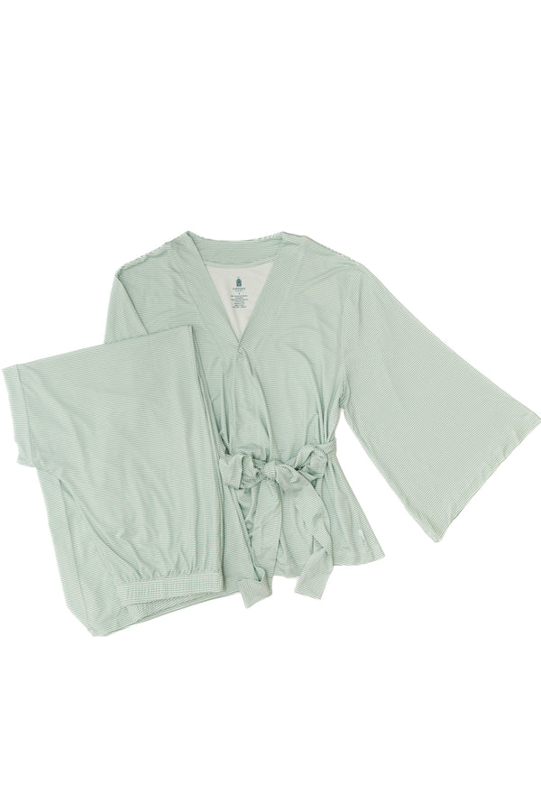 Mini-Stripe Mom Kimono Pajamas