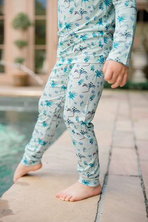 Mary Ball X The Uptown Baby - Periwinkle Palms 2 Piece Pajama Set