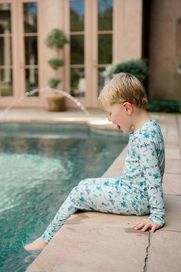 Mary Ball X The Uptown Baby - Periwinkle Palms 2 Piece Pajama Set