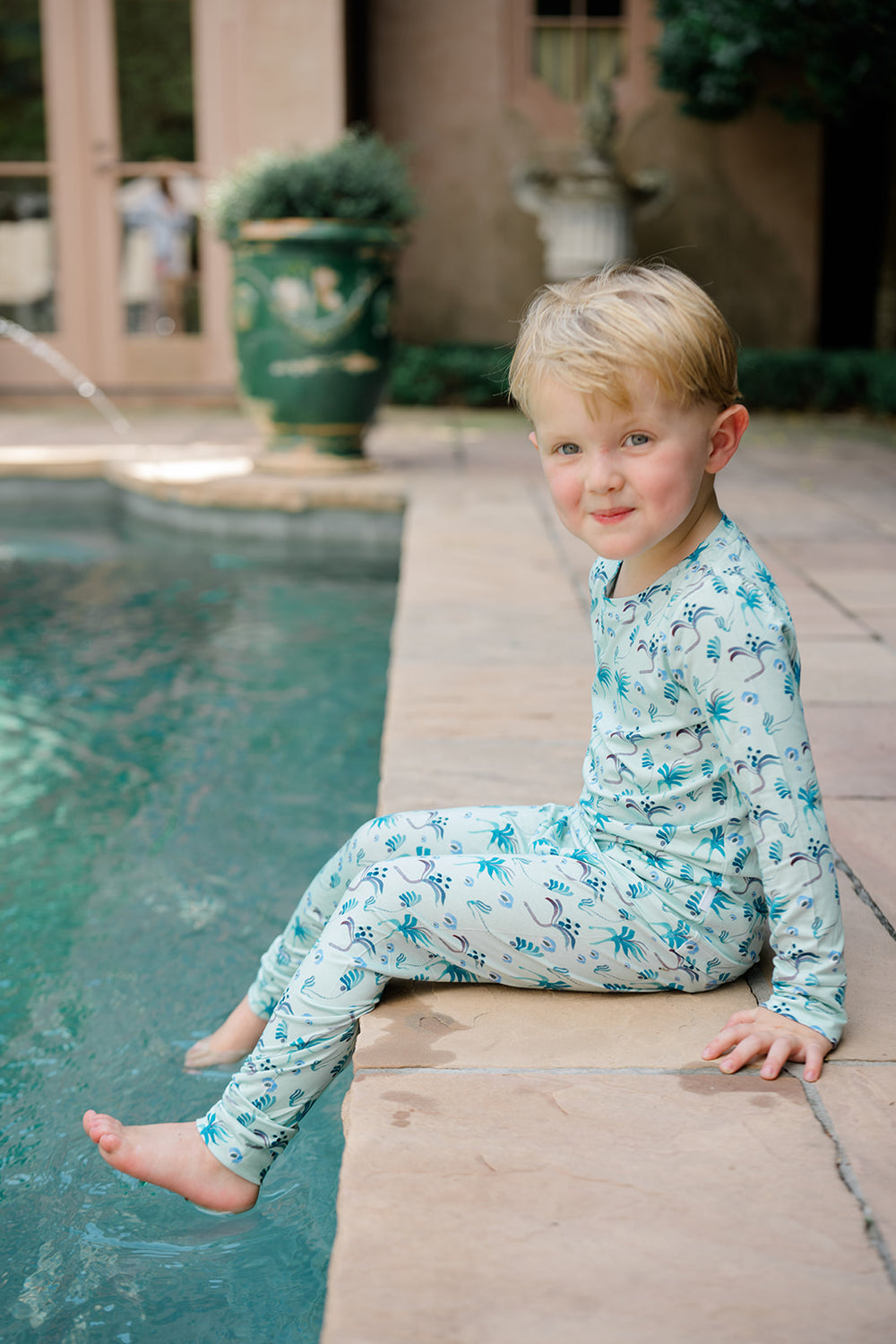 Mary Ball X The Uptown Baby - Periwinkle Palms Sleep Romper