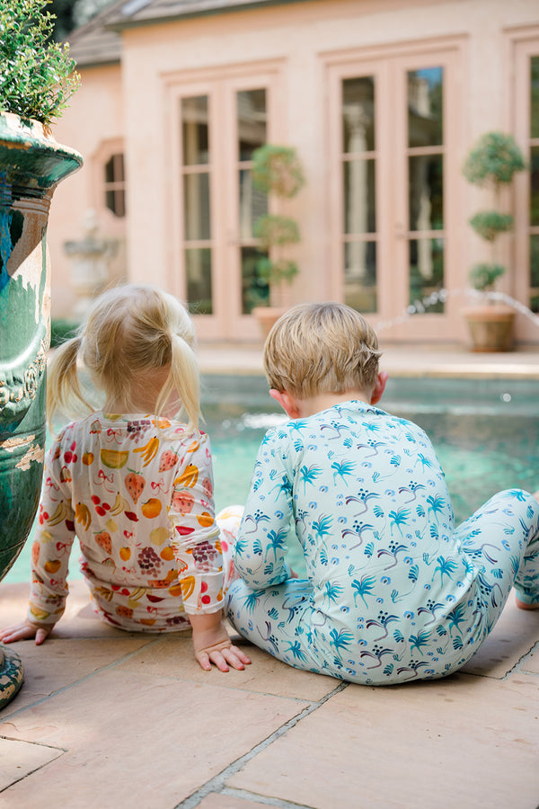 Mary Ball X The Uptown Baby - Periwinkle Palms 2 Piece Pajama Set