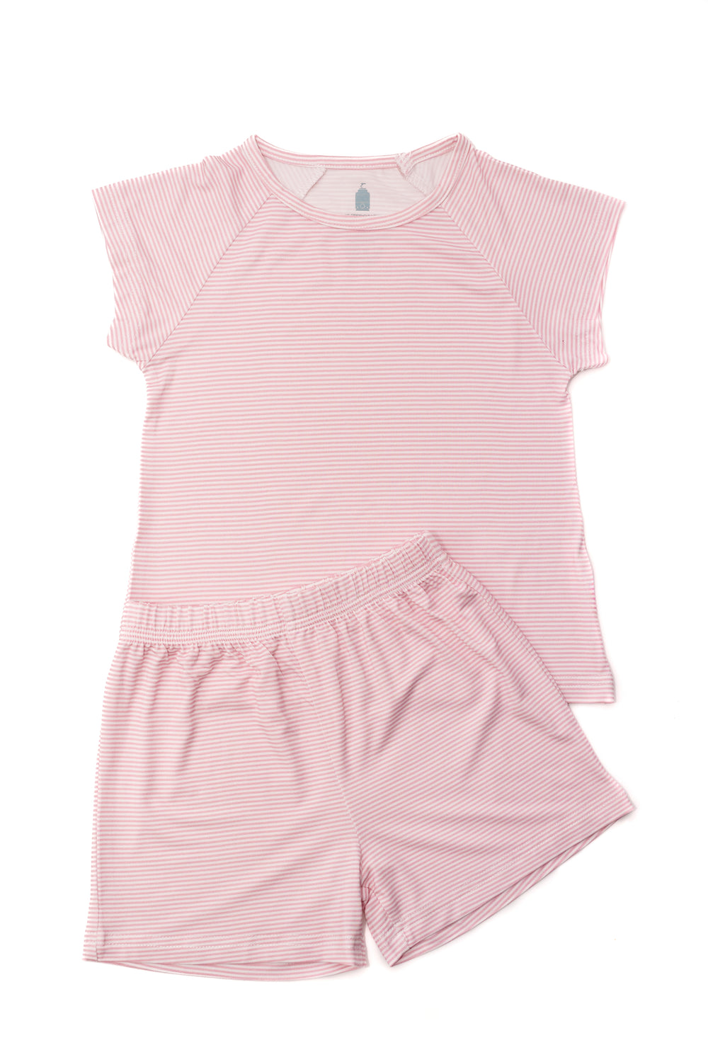 Girls Pink Mini-Stripe Shorts & T-Shirt Set