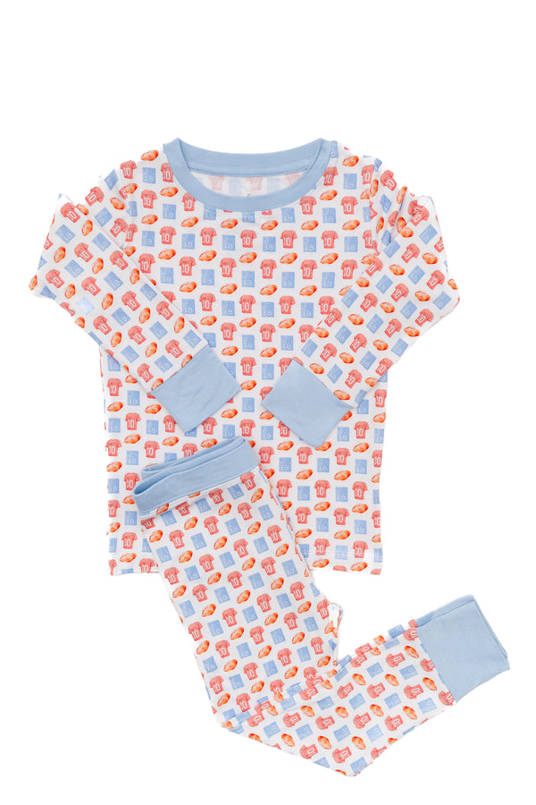 Red & Blue Football 2-Piece Pajamas