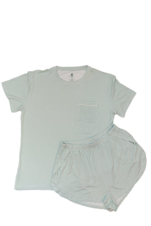 Women's Short Sleeve PJ Shorts Set - Pistachio Mini-Stripe