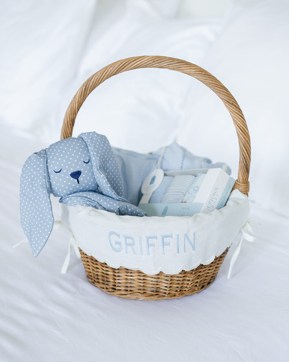 Blue Polka Dots Bunny Lovey Blanket