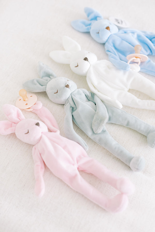 Bunny Lovey / Paci Holder - White