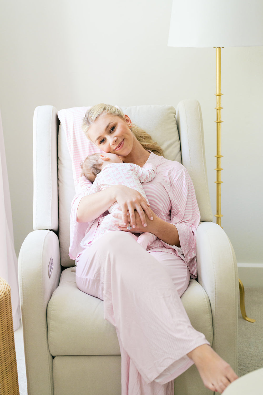 Mini-Stripe Mom Kimono Pajamas