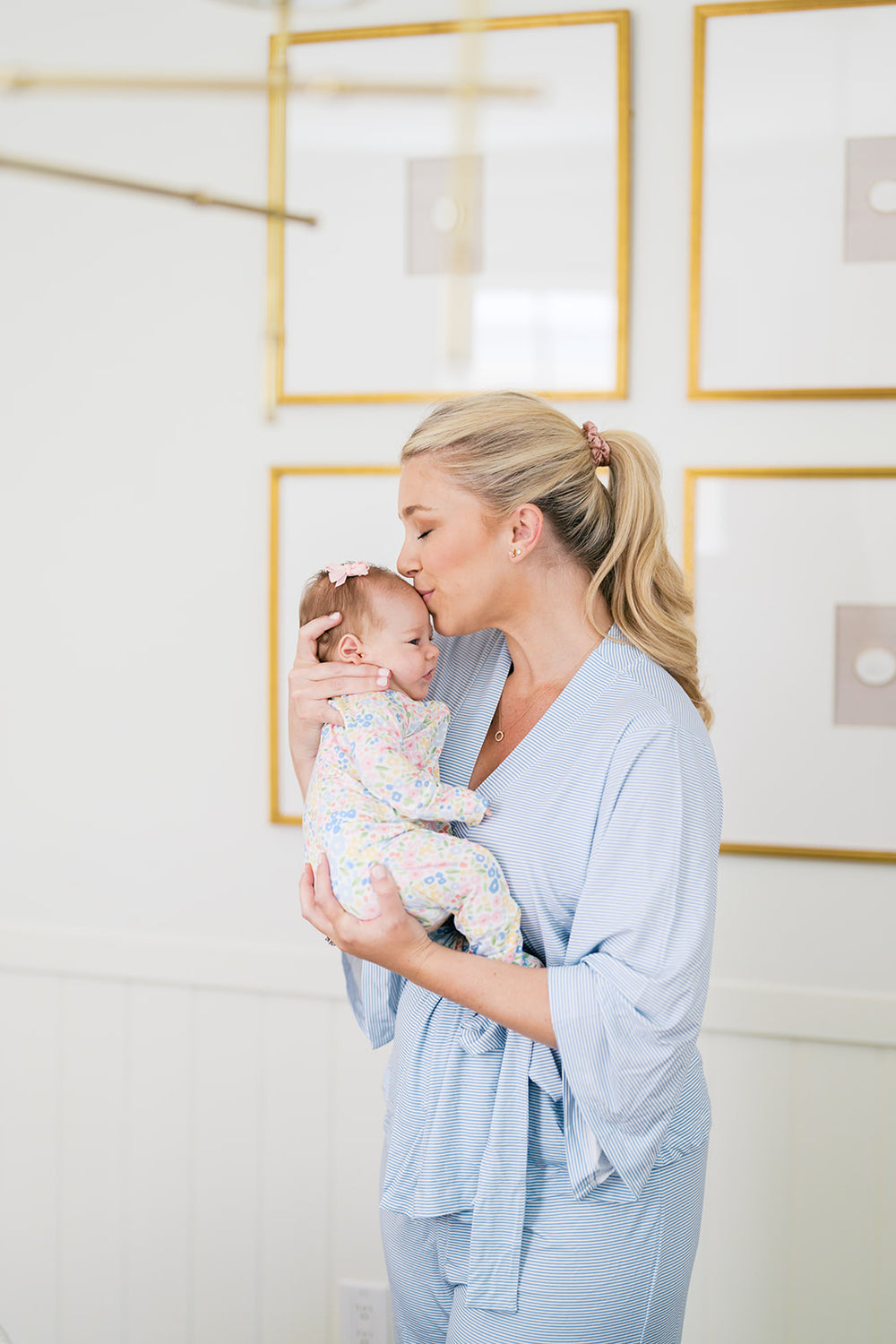 Mini-Stripe Mom Kimono Pajamas