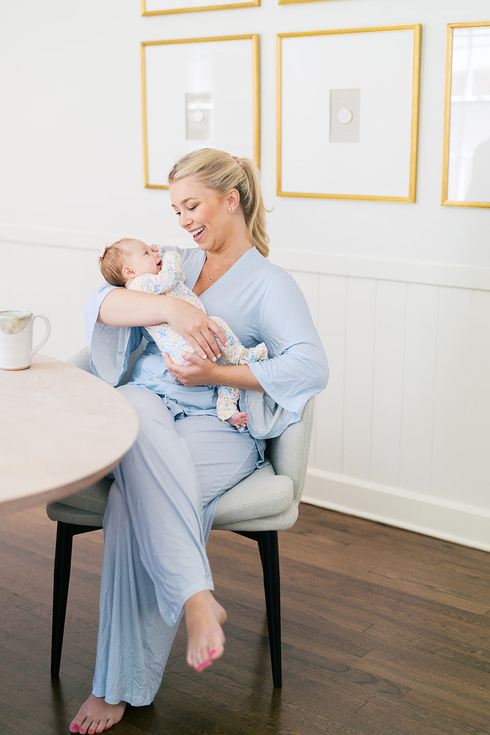 Mini-Stripe Mom Kimono Pajamas