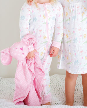 Pink Polka Dots Bunny Lovey Blanket
