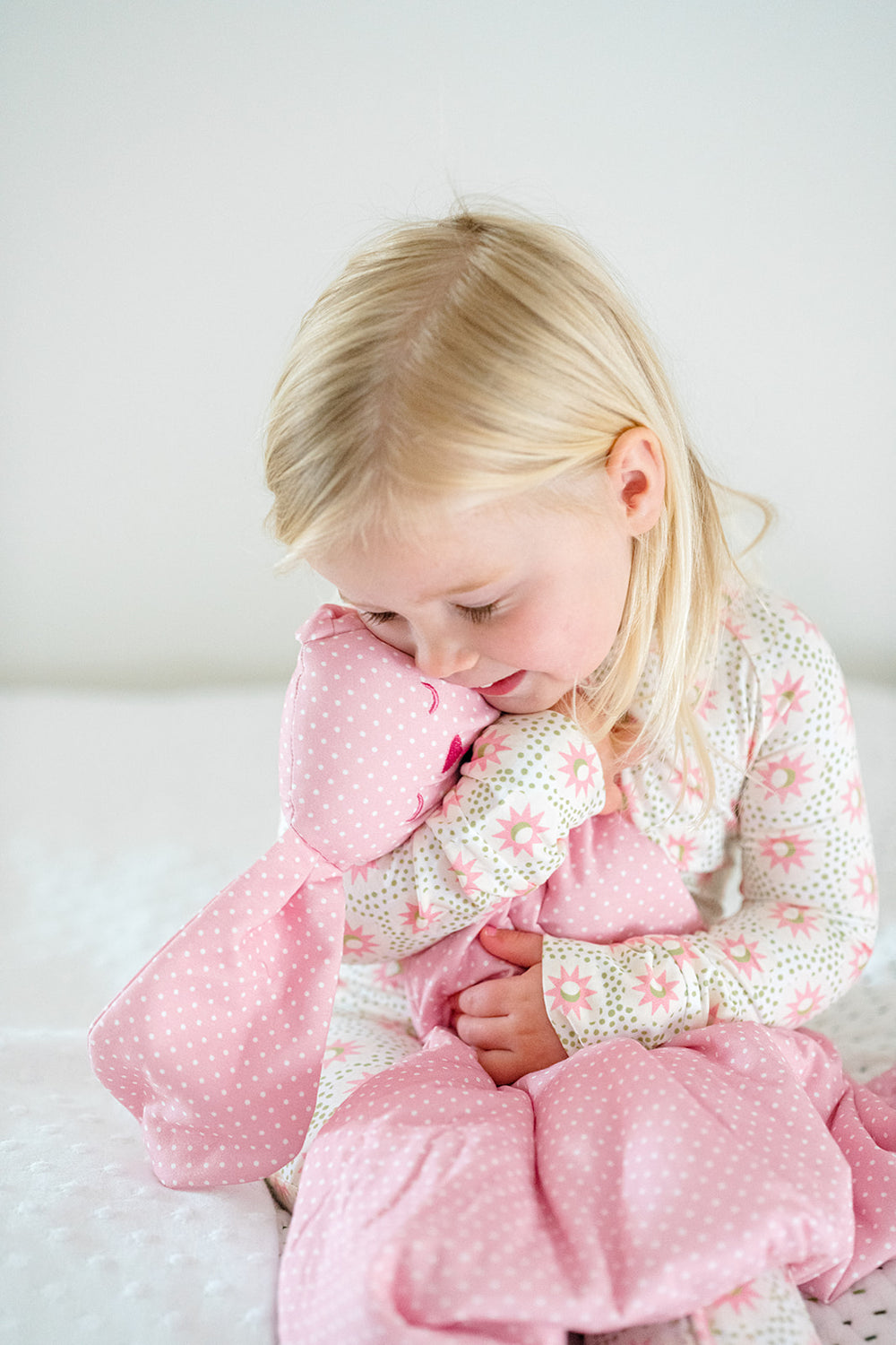 Pink Polka Dots Bunny Lovey Blanket