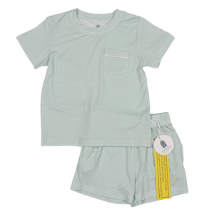 Red Mini-Stripe Shorts & T-Shirt Set
