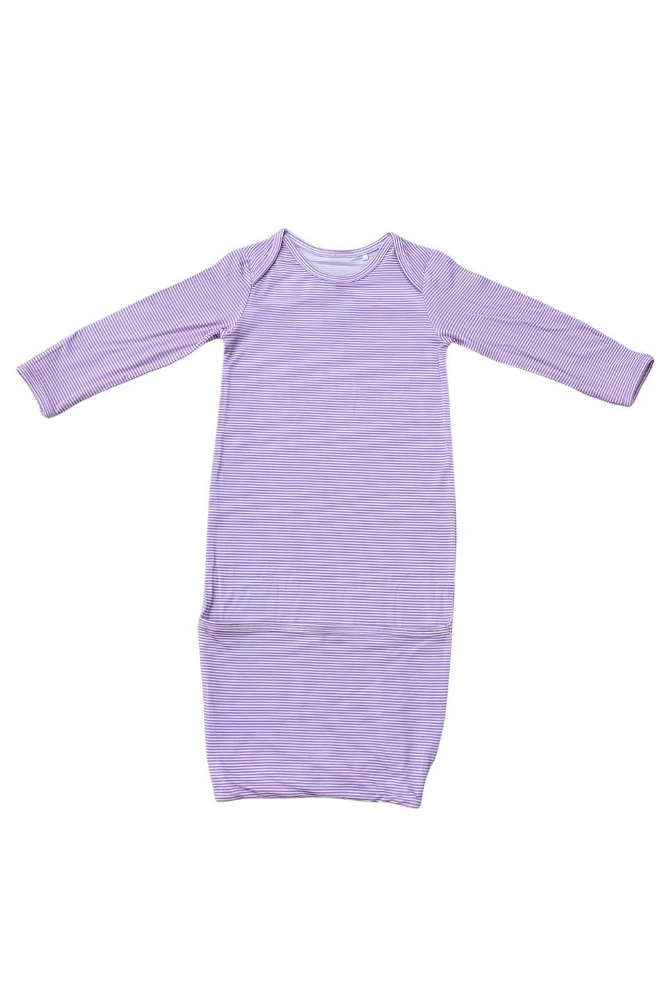 Newborn Gown - Purple Mini-Stripe