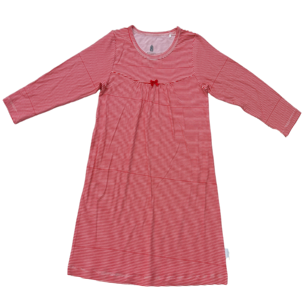 Red Mini-Stripe Long-Sleeve Dress