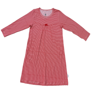 Red Mini-Stripe Long-Sleeve Dress