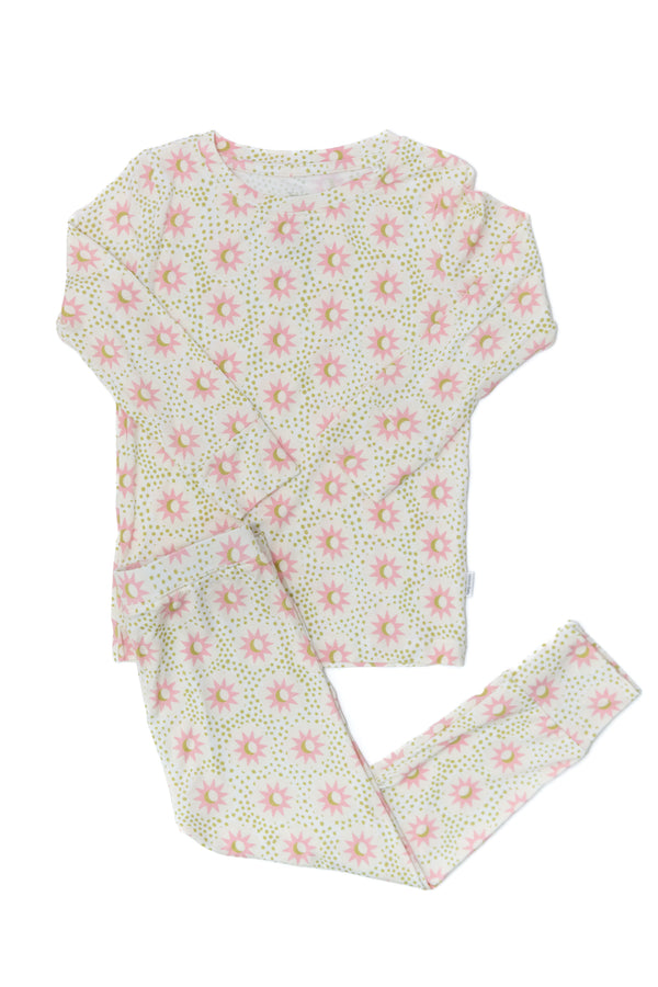 Floral patterned pajama set on a white background
